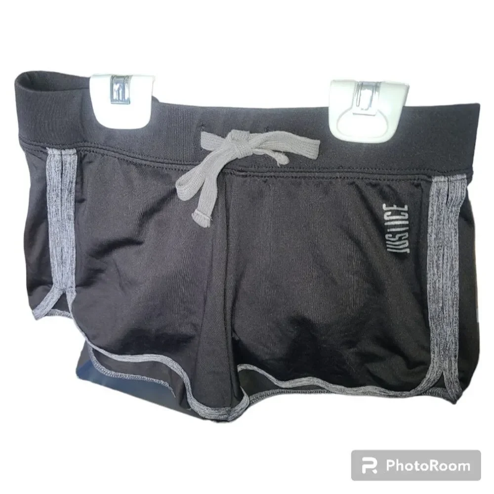 Justice girls shorts black gray bottoms size 10 cute comfy summer spring cool